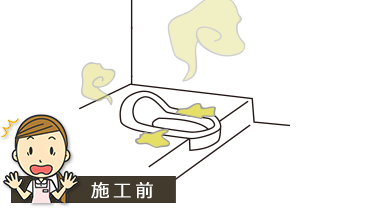 床に排泄物が飛び悪臭に