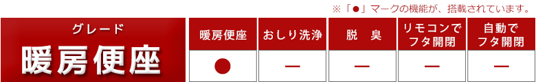暖房便座機能一覧